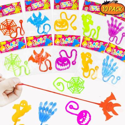 10 Stück Dehnbares Kletterspinnennetz Elastische Klebrige Hand Neuheit Spielzeug für Kinder Halloween Geburtstagsfeier Dekorationen Geschenke