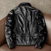 New Genuine Leather Jacket Men Slim Fit Short Biker Coat Real Cowhide Motorcycle Jacket