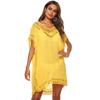 Casual sólido com decote em v vestido geral feminino verão oco solto praia sexy vestido de cobertura mulher vestidos de manga curta 27779