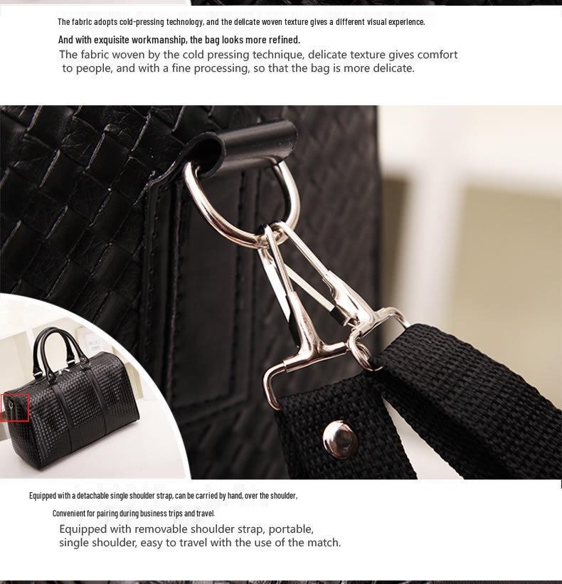 Black Woven Large Capacity Unisex Travel Shoulder Bag