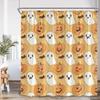 Roztomilý kreslený vzor ducha Sprchový závěs Dýňová lucerna Přízrak Oranžová Růžová Koupelnová dekorace Dítě Šťastný Halloween Vana Závěs