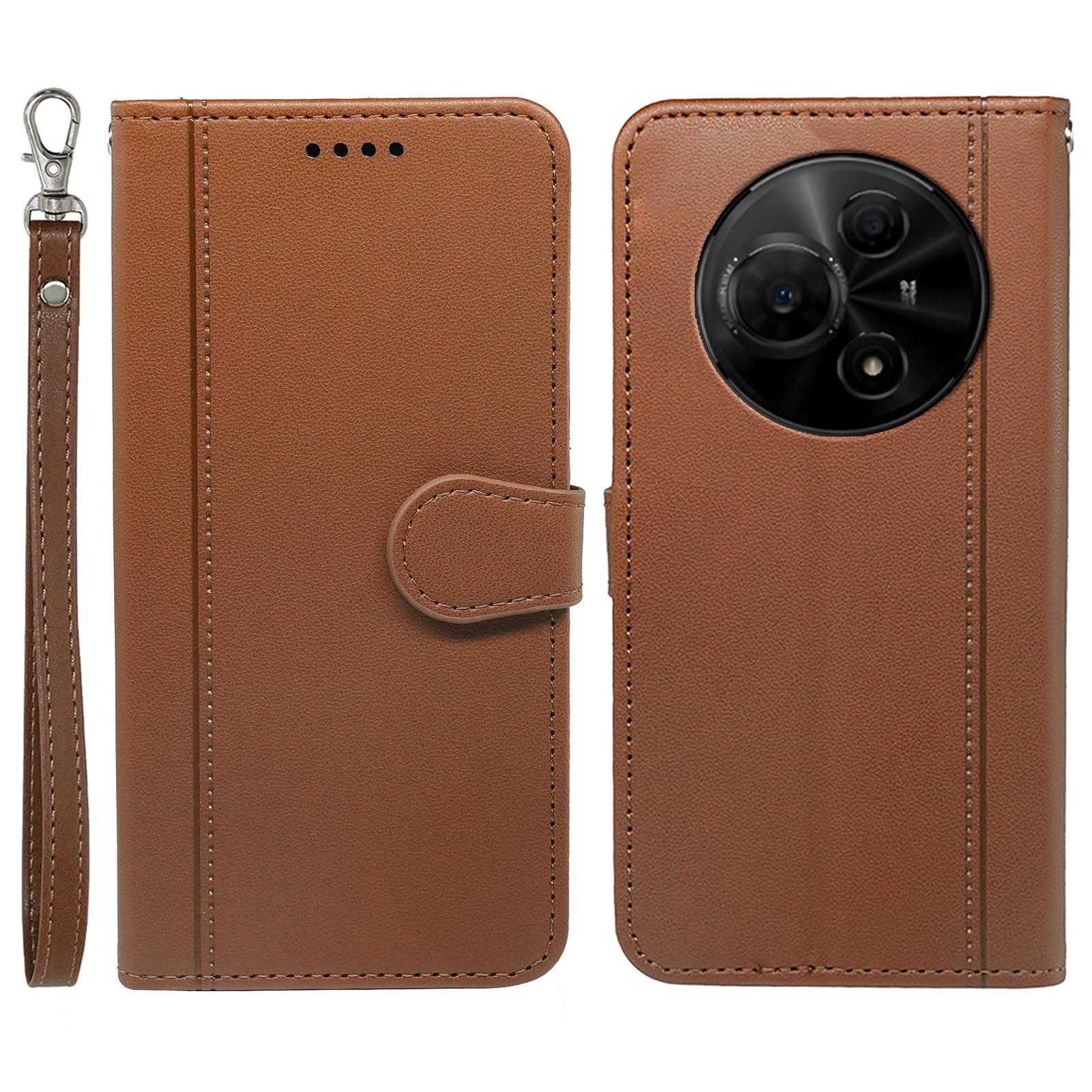 

For TCL 60 NxtPaper 4G Wallet Case Magnetic Snap Leather Phone Cover with Strap Brown