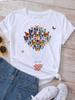 Fashion Women T-Shirt Love Butterfly Print T Shirt New Harajuku Tops Female Summer Tee Shirts Short Sleeve Tops Streetwear