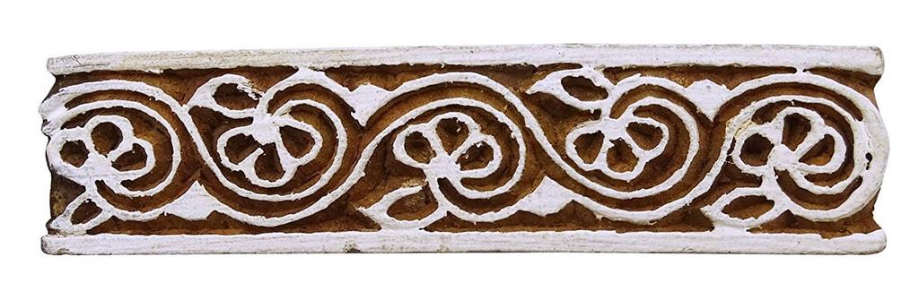Bloco de impressão de carimbo têxtil de madeira floral indiana decorativa esculpida à mão