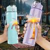 1PC Tropical Palm Tree Island Summer Print 750ml Color Plastic Sports Water Bottle Leakproof Flip Straw Lid Suitable for Sports Office Home Use