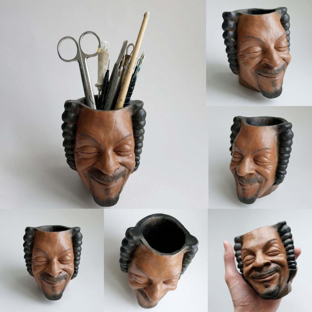 Fun Character Head Pen Holder Planter Character Fun Decorative Pen Holder Ornament