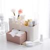 Cosmetics Makeup Organizer PP Multifunctional 6 Compartments Makeup Desk Organizer with Drawer Pink