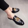 Summer New Bright Leather Bag Head Slippers One Pedal Heelless Men's Shoes Casual Lazy Bean Leather Sandals Can Be