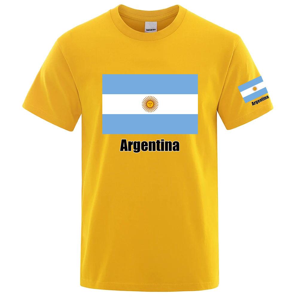2025 Argentine Flag Print Summer Unisexs New Football Team Print Regular Short Sleeve Solid Color Casual Harajuku Tops