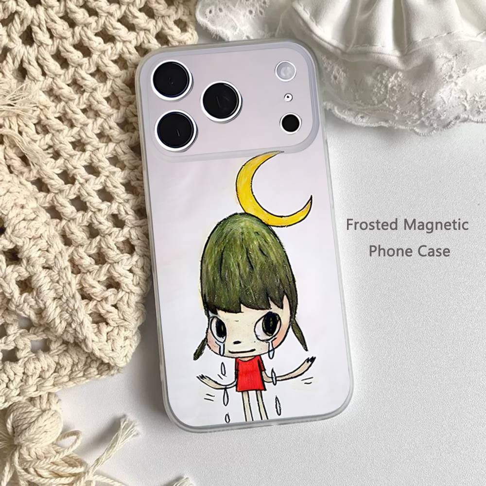 Paintings Art Yoshitomo Nara Frosted Clear Magnetic Case for iPhone 17,16,15,14,13,12,11 Pro,Max,Plus,Mini,Air,E