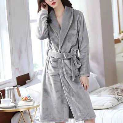 Men Women Plush Fleece Bath Robe Knee-Length Lapel Tie Design Water Absorbent Winter Loungewear Daily Wear Sleepwear