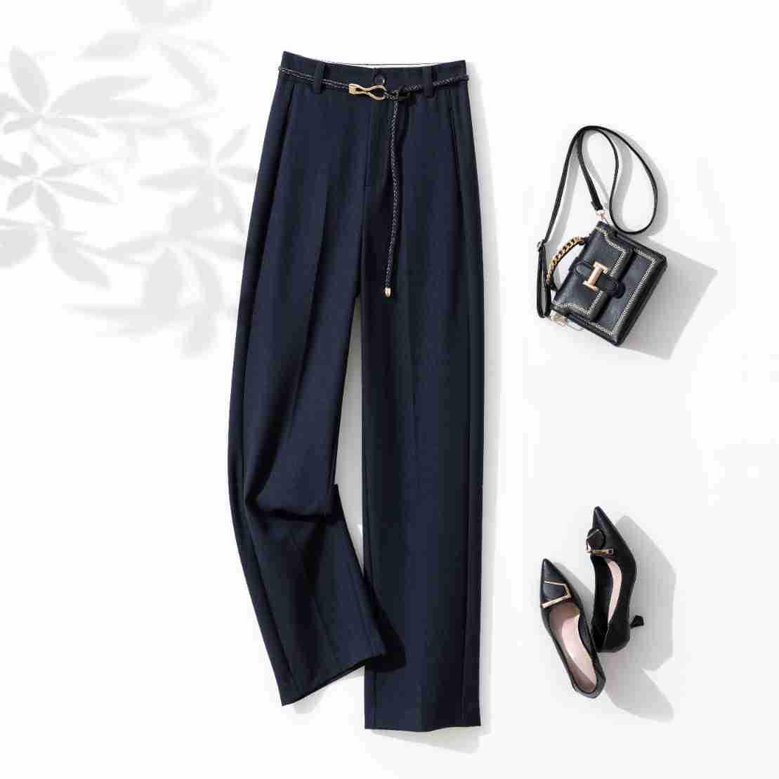 

Women s 2024 Autumn/Winter High Waist Wool Herringbone Straight-Leg Pants 26/S