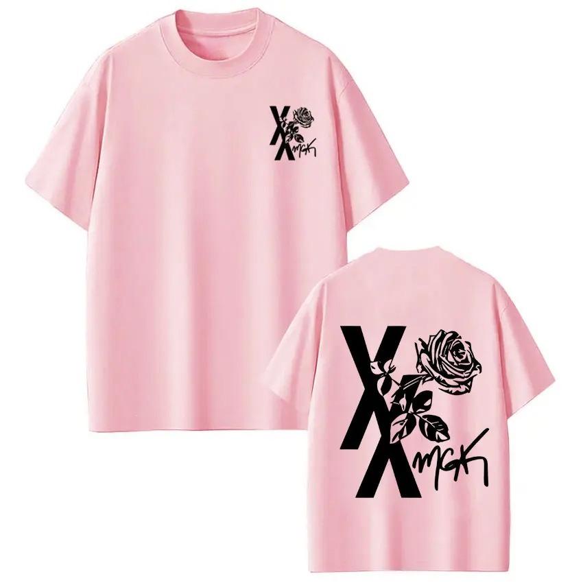 Camiseta de Moda Hip Hop Unisex para Mujer Camiseta con Estampado del Tour 2026 Lost Americana de MGK Manga Corta Holgada Casual Camisetas de Algodón Oversize