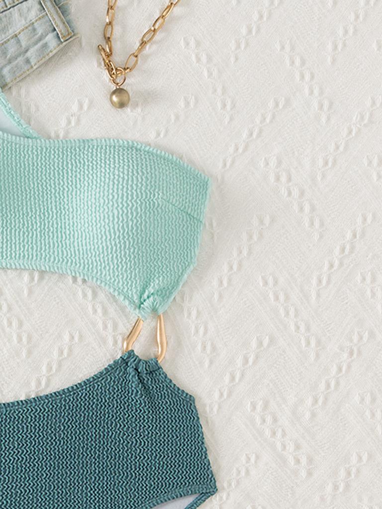 Color-matching Hollow-out One Shoulder Sexy Swimsuit Bikini