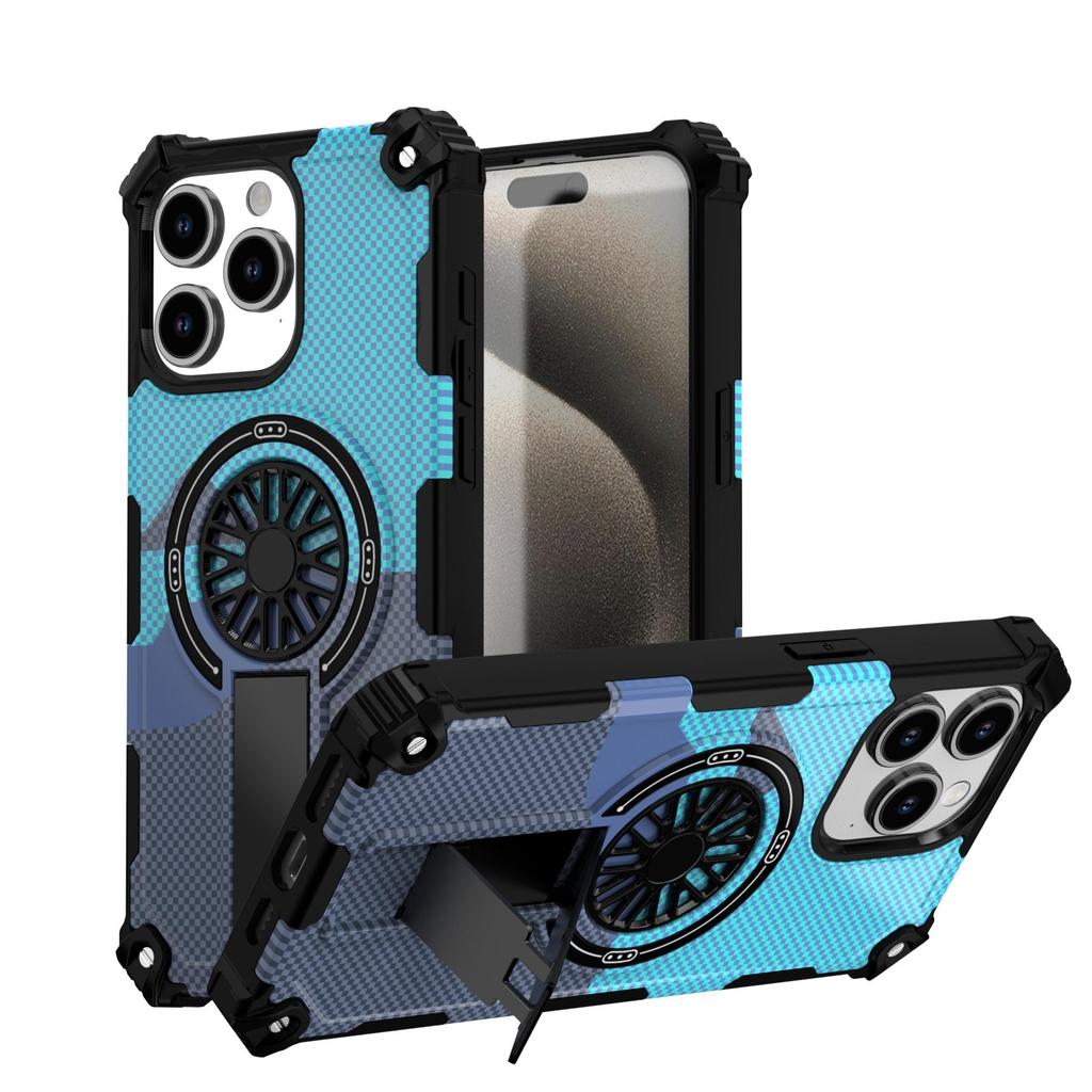 Painting Army Camouflage Carbon Fiber Magnetic Bumper Phone Case With Kickstand For iPhone 17 16 15 Pro Max Samsung S25 S24 A56 Hard Protective Cover