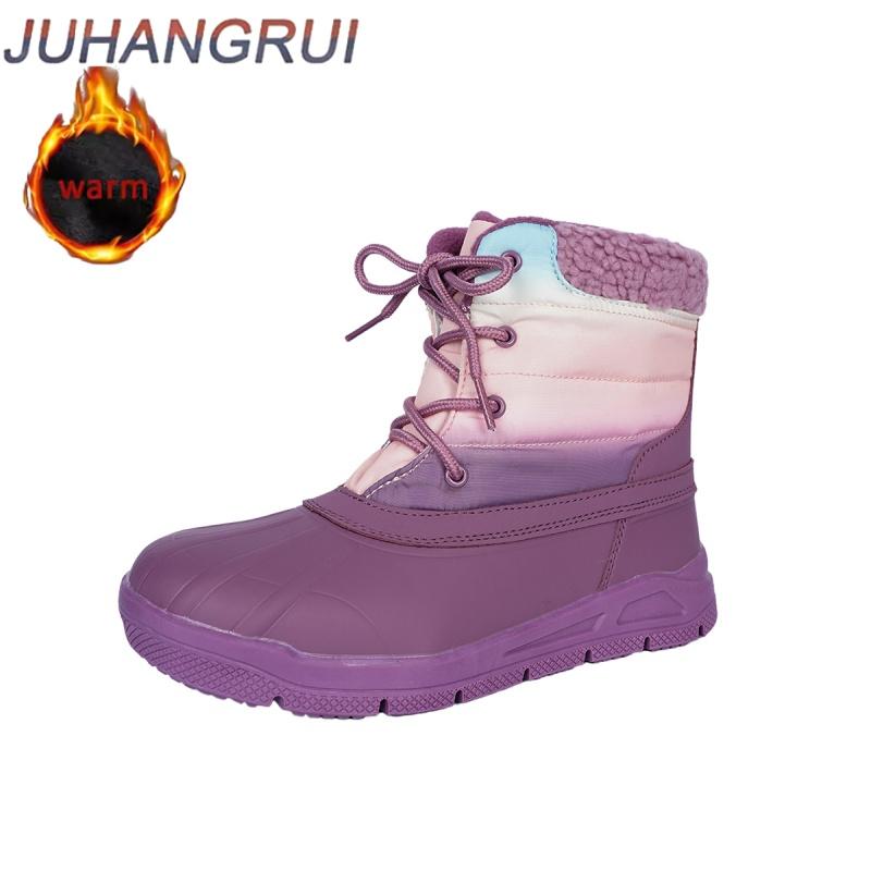 

Winter Boys Girls Waterproof Snow Boots Shoes Kids Barefoot Cotton Shoes lush Warm Thickened Walking Shoes Lightweight Non-slip 34