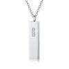 Rockyu Men's Silver Stainless Steel Memorial Necklace with Three Cubic Zirconia Stones, Cuboid Pendant, Stick-Shaped Urn, Simple Design, Demountable,