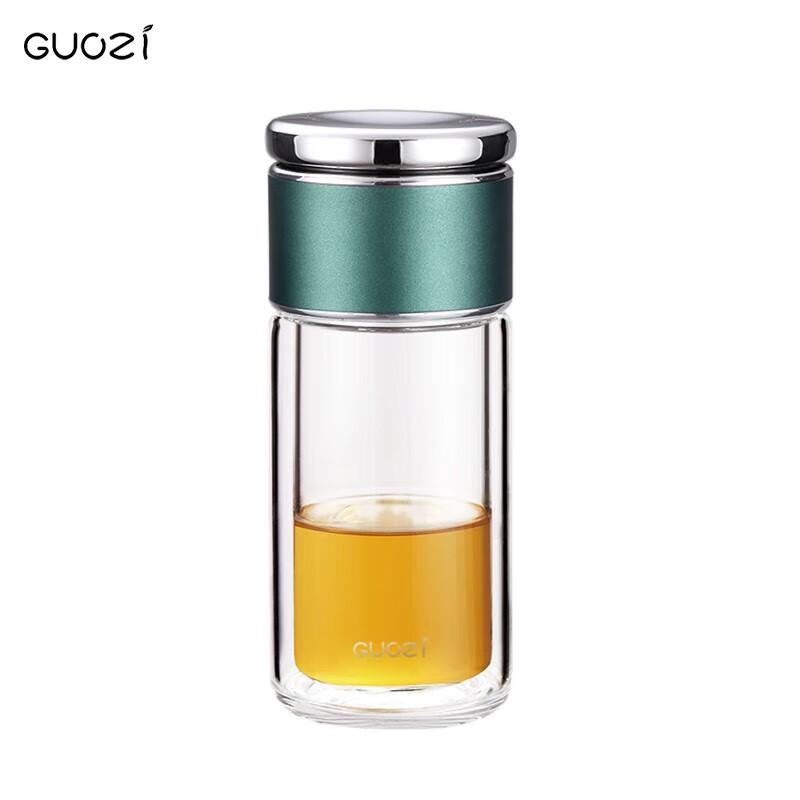GUOZI Star Feather Tea Control Double Wall Glass Cup