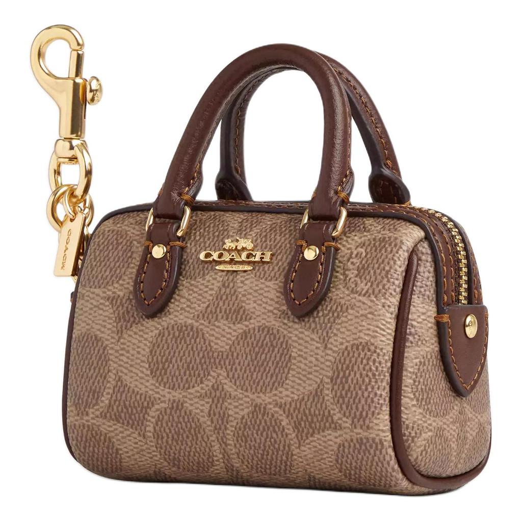 New COACH Coated Canvas With Smooth Leather Bag Charm Bag Merch Mini Women's Gold & Tan & Brown CX068-IMXHE