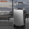 Aluminum Magnesium Alloy Carry-on Suitcase with Universal Wheels and Secure Password Lock for Men and Women
