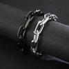 Metal Shiny Bracelet Chunky Chain Stainless Steel Bracelets for Men Lock Charm Thick Rectangular Link Bracelet Hand Jewelry