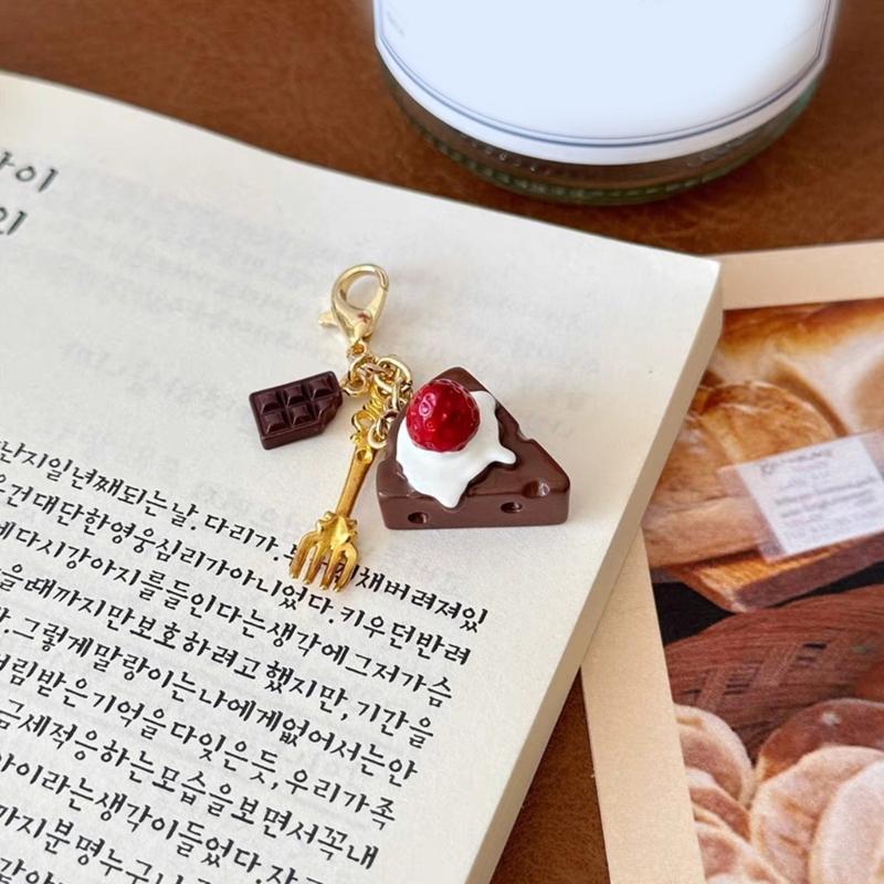 Zartes Simuliertes Essen Handy Anhänger Charm Kaffee Kuchen Schlüsselanhänger Harz Spielzeug Tasche Zubehör Geschenktaschen Dekoration für Frauen