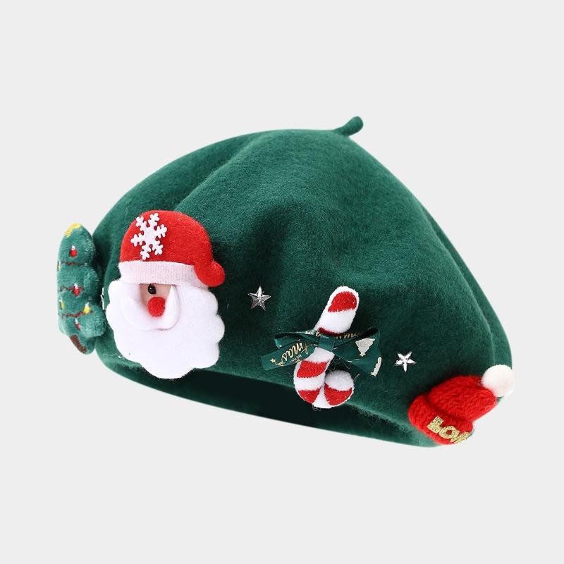 Women S Christmas Style Beret Bow Decorated Winter Autumn Warm Hat