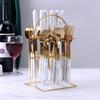 24pcs Stainless Steel Marbled Tableware Set Nordic Style Dessert Dinnerware Suit  Restaurant