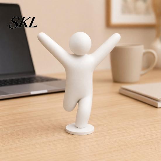 Minimalist Man Decoration 1/8Pcs 3D Printed Game Character Figure, Sitting Standing Lying Figurine, DIY Figurine Abstract White Statue, Collectible