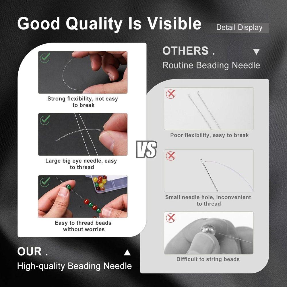 Bew Collapsible Big Eye Needles Long Straight Stainless Steel Beading Needles Bracelet Tools
