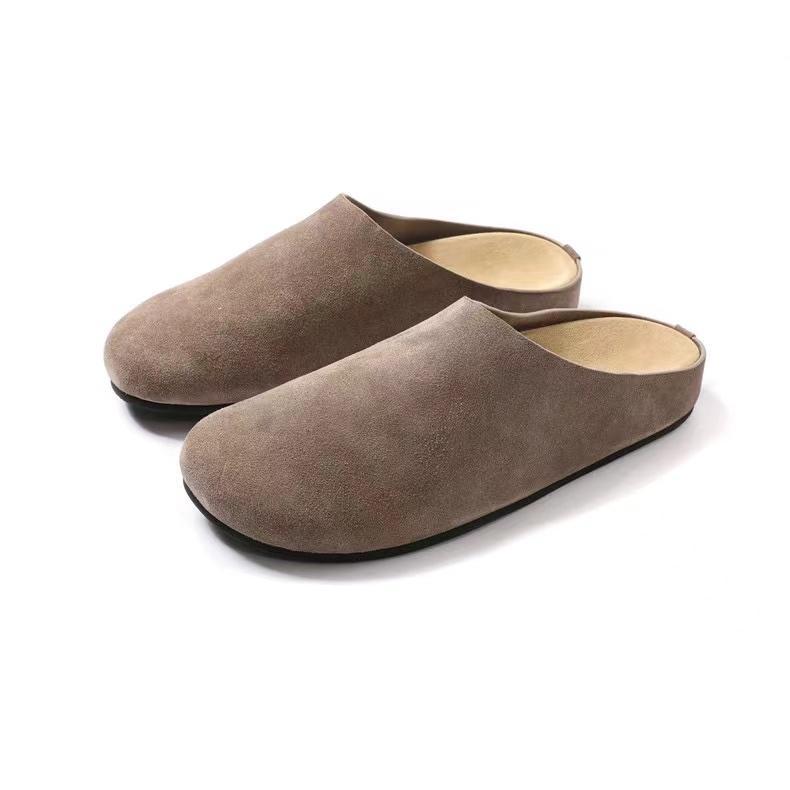Women's Slippers Closed Toe Round Toe Suede Clogs Sandals Autumn New Retro Solid Color Flat Bottom Women's Mules Shoes
