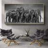 Black and White Posters and Prints with Animals, Canvas Painting, Family Painting with African Wild Elephant On the Wall, Home Decor, No Frame