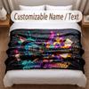 Music Guitar Theme Soft Blanket Personalized Custom Name Text Print Warm Blanket Home Sofa Bedroom Decor