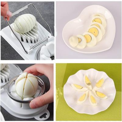 Egg Slicer Multipurpose Boiled Egg Slicer Cutter Stainless Steel Wire with 2 Slicing Styles for Cheese Fruit Strawberry Kiwis