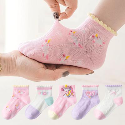 5 Paar/Los Kinder Baumwollsocken Teenager Mädchen Junge Baby Schüler Mode Mesh Weich Niedlich Cartoon Für Sommer 1-12 Jahre Neue Kindersocken