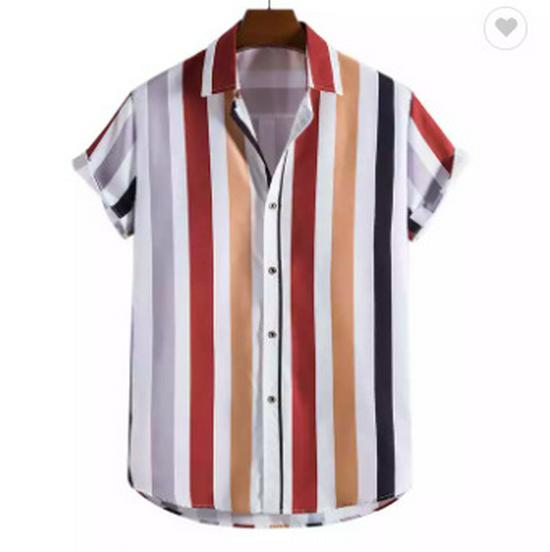 Camicia Casual da Uomo a Maniche Corte a Righe Primavera 2025