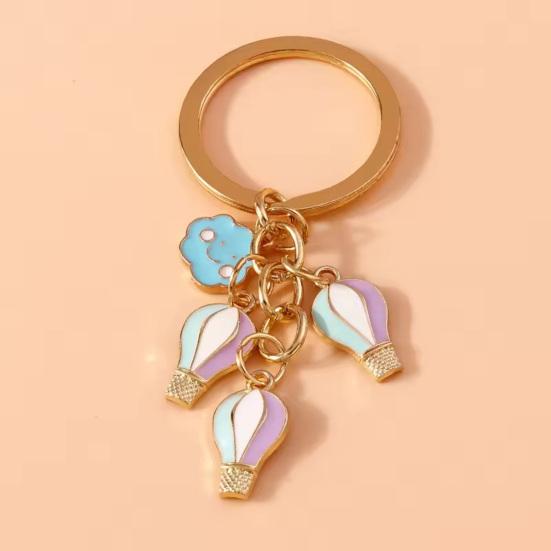 Keychain Hot Air Balloon Charm Compact Size Lightweight Zinc Alloy Key Chain Christmas Valentine Birthday Anniversary Accessories