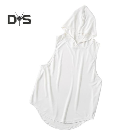 Herre Sportsvest Tynn Løs Hette Hurtigtørkende Ensfarget Lett Elastisk Basketball Jogging Gym Trening T-skjorte