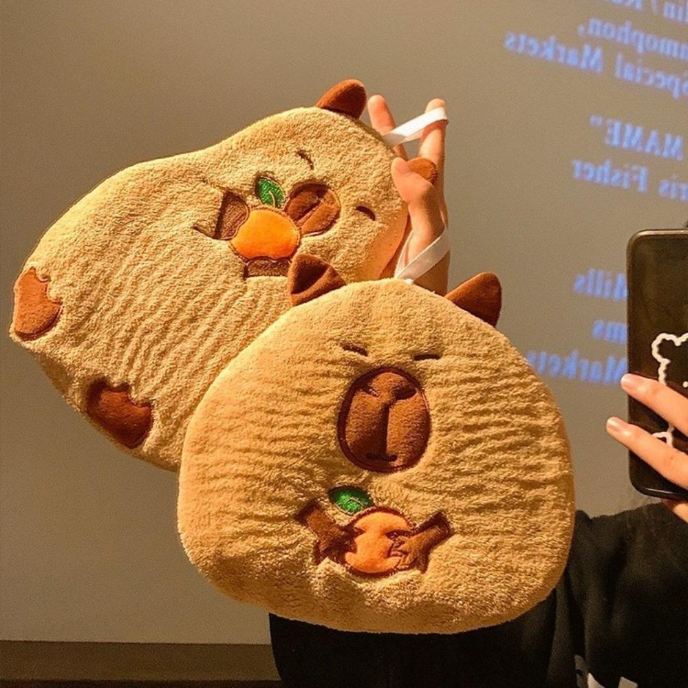 Coral Velvet Hand Towel Wall-mounted Cartoon Bathroom Kerchief Strong Water Absorption Capybara Cleaning Rag Kitchen Supplies
