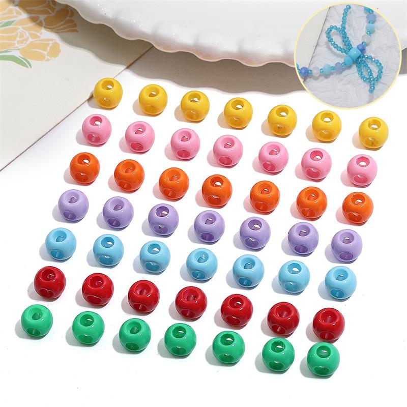 Handmade Bracelet Beads Acrylic Solid Color 8 × 6mm Four-way Straight Hole Beads String Accessories Handmade DIY Bracelet Pendant Jewelry Accessories