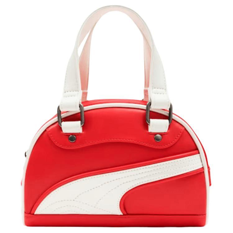 Puma Dear Cat Striped Zipper Closure PU Shoulder Crossbody Mini Bag Women bags Red 940933-03 Red,Mini