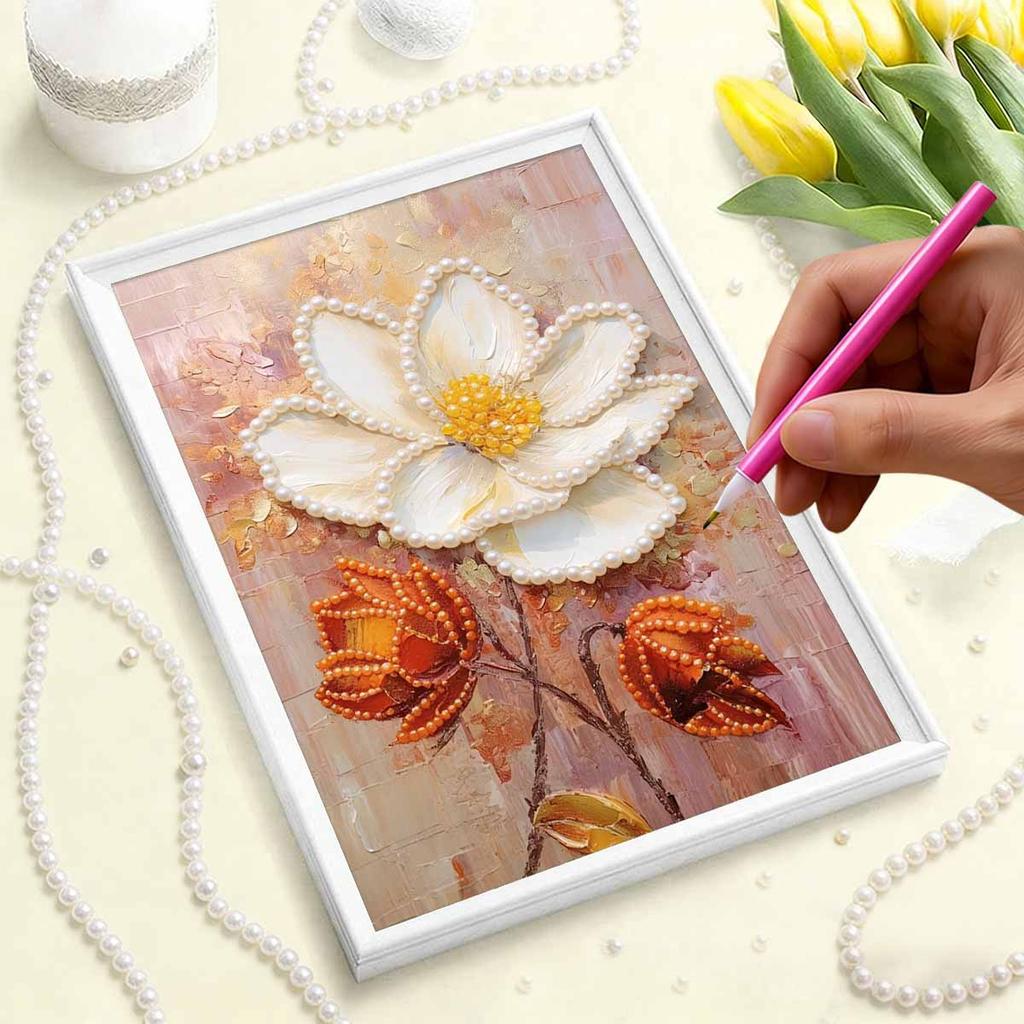 DIY Perlenmalerei Set Gänseblümchen Muster Heimdekoration Handgemacht Klebende Diamanten Kreative Leinwand Perlenkunst Malerei Bastelbedarf Perfektes Geschenk