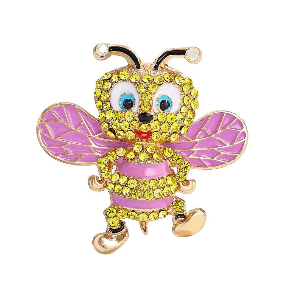 Lovely Rhinestones Bee Brooches Sparkling Vintage Enamel Brooch Pins Beautiful Metal Insects Brooches Lady Accessories