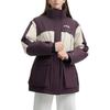Fila Original Logo Color Block Casual Loose Hooded Parka Down Jacket Women Outerwear Tan-Brown F51W449903F-BN