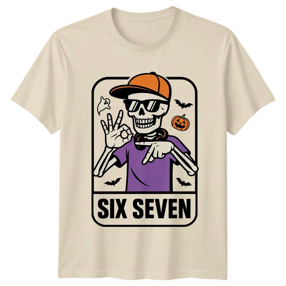 Six Seven Skeleton Halloween Graphic Unisexs TShirt Unisexs Tee Unisex Top