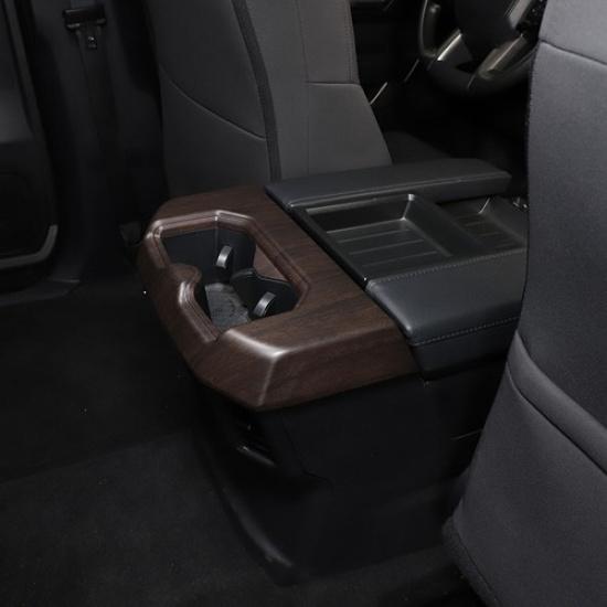 Wood Grain Armrest Box Rear Cup Holder Panel Trim Cover for Toyota Tundra 22-24