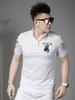 Ozhouzhan Bear Print Hot Drilling Short Sleeve T-shirt Men 2025 New Summer Trendy Stand Collar Half Sleeve Polo Shirt