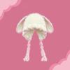 Fuzzy Texture Earflap Beanie Hat Braided Tassels Plush Winter Hat Bunny Ear Hat  Autumn Wear