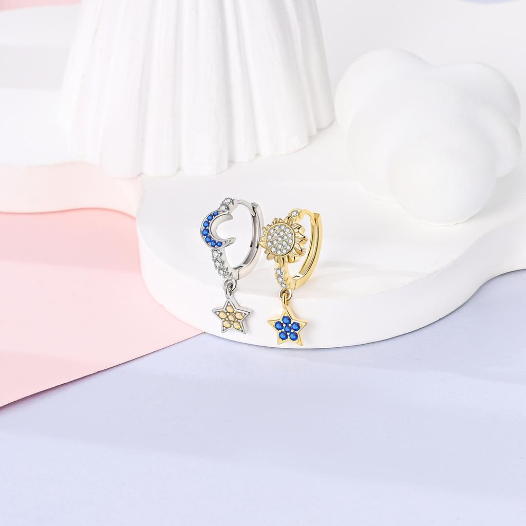 Creolen Ohrringe Kupfer Damenohrringe Original Pendientes Mond Stern Kleeblatt Modeschmuck Geschenk