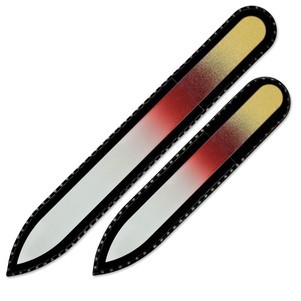 Set mit 2 Regenbogen-Kristall-Nagelfeilen, handgefertigt aus tschechischem gehärtetem Glas R-MS
